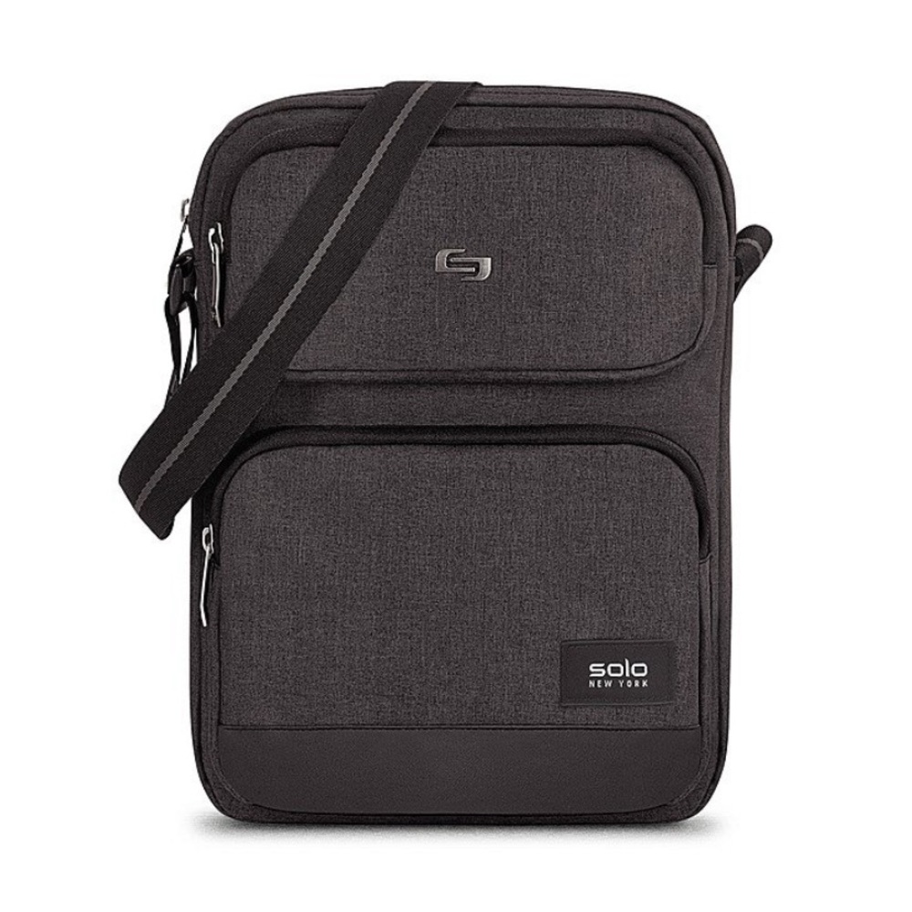 Solo tablet bag with pockets, gray in color